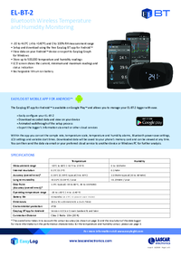 Thumbnail of document Data Sheet - EL-BT-2 Temperature & Humidity Bluetooth Data Logger
